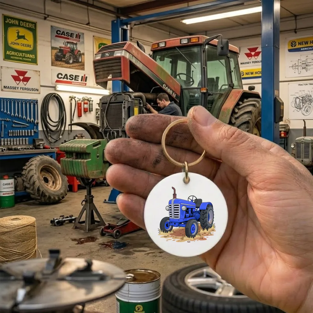 Tracteur vintage bleu